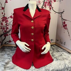 Lauren Ralph Lauren Scarlet Blazer with Velvet Collar and Gold Accents